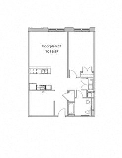 a floor plan of a bedroom with a bathroom and a closet